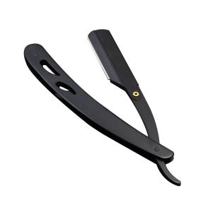 Men Shaving Barber Tools Hair Razor and Blades Antique Black Folding Shaving Knife Stainless Steel Straight razor Holder (Color: Black)