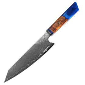 Chef's Knife For Japanese Cuisine In Damascus (Color: Blue)